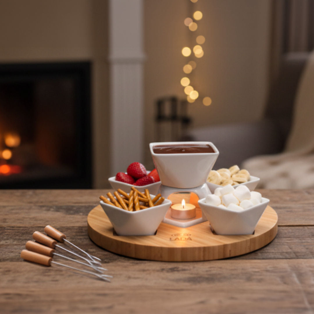 Ens à fondue Céramique et Bambou